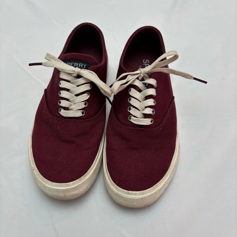 Sperry Top Sider Burgundy Canvas Sneakers